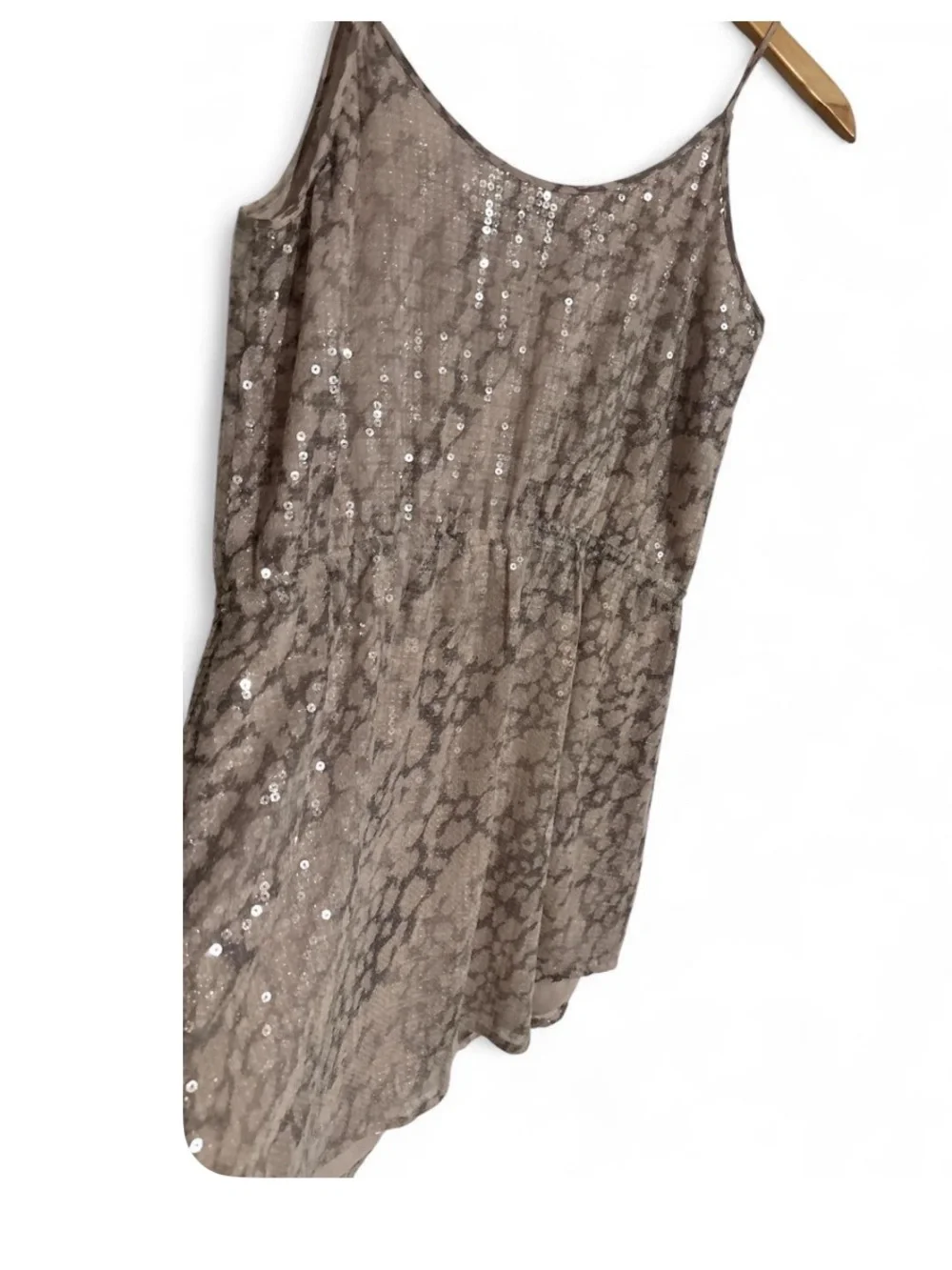 Rebecca Taylor Size 12 Silvery sequin mini dress with gray snakeskin print